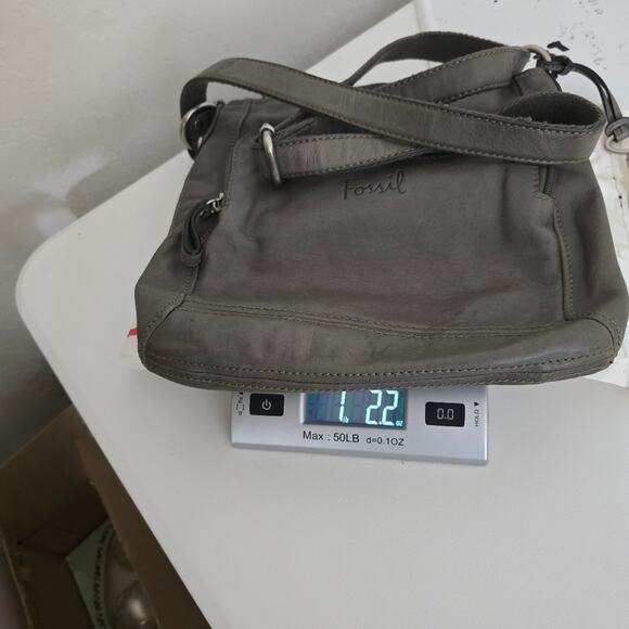 Fossil Hanover Leather Smoke Hued Crossbody Messenger Tote Bag Shoulder Purse - Picture 14 of 15